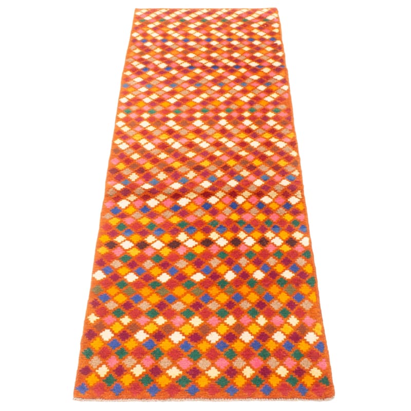 ECARPETGALLERY Hand-knotted Afghan Burnt Orange Wool Rug - 2'9 x 9'7