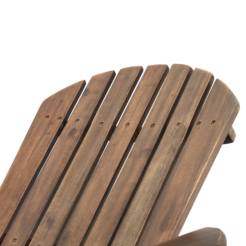 Rustic Outdoor Acacia Wood Foldable Adirondack Chairs with Expandable Footrest