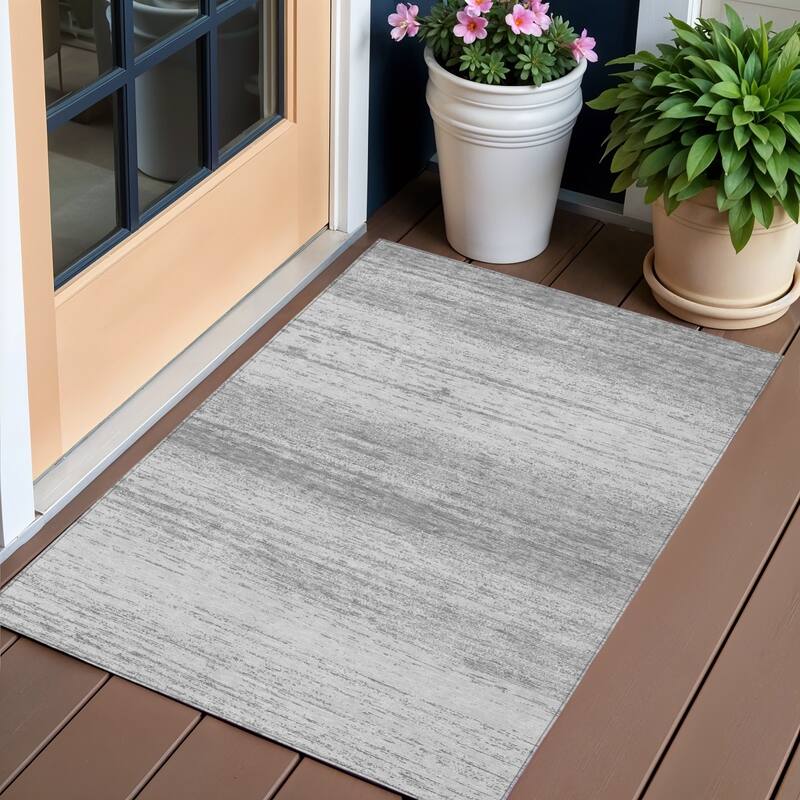 HomeRoots Striped Transitional Rectangle Outdoor Rug - 3' x 5'