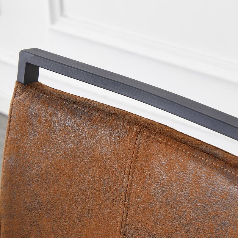 Retro Suede-Like Tech Fabric Dining Chairs with Sturdy Metal Legs, Ergonomic Arc Backrest, Reinforced Frame