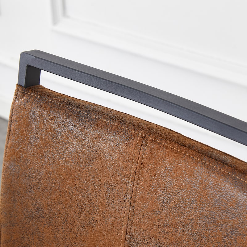 Suede-like Tech Fabric Dining Chairs:Ergonomic Arc Backrest+Reinforced Metal Frame.Set Of 2