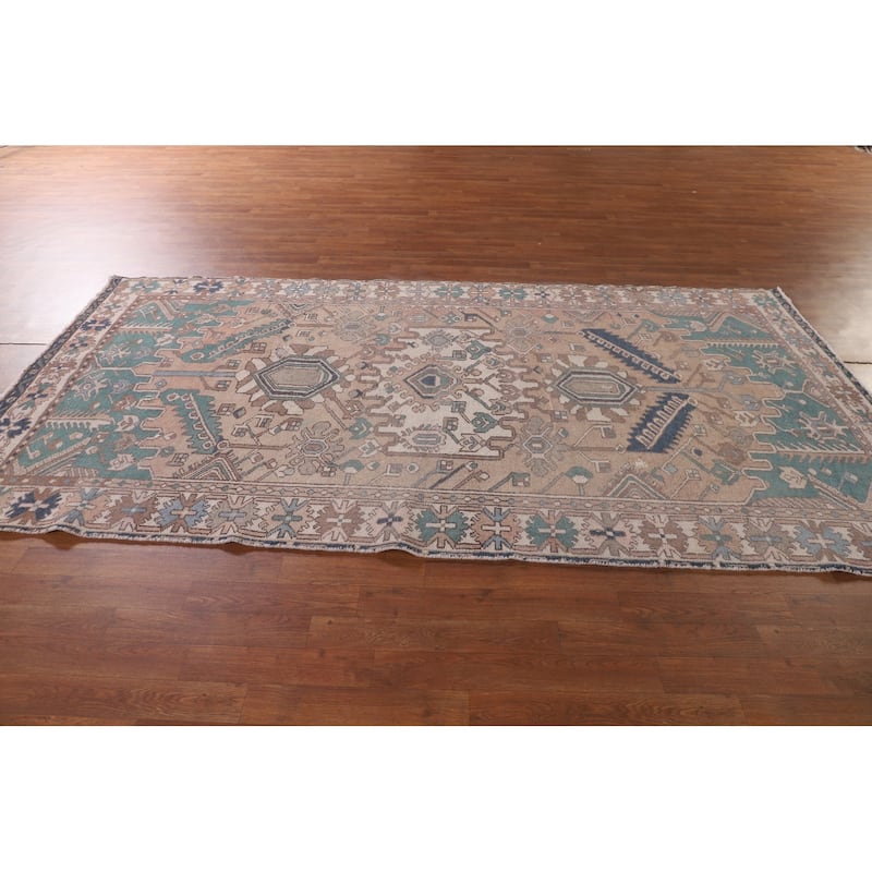 Geometric Bakhtiari Persian Vintage Rug Handmade Wool Carpet - 5'0" x 9'9"