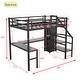 preview thumbnail 9 of 21, Metal Loft Bed with L-shaped Desk USB Wardrobe Adjustable Shelf