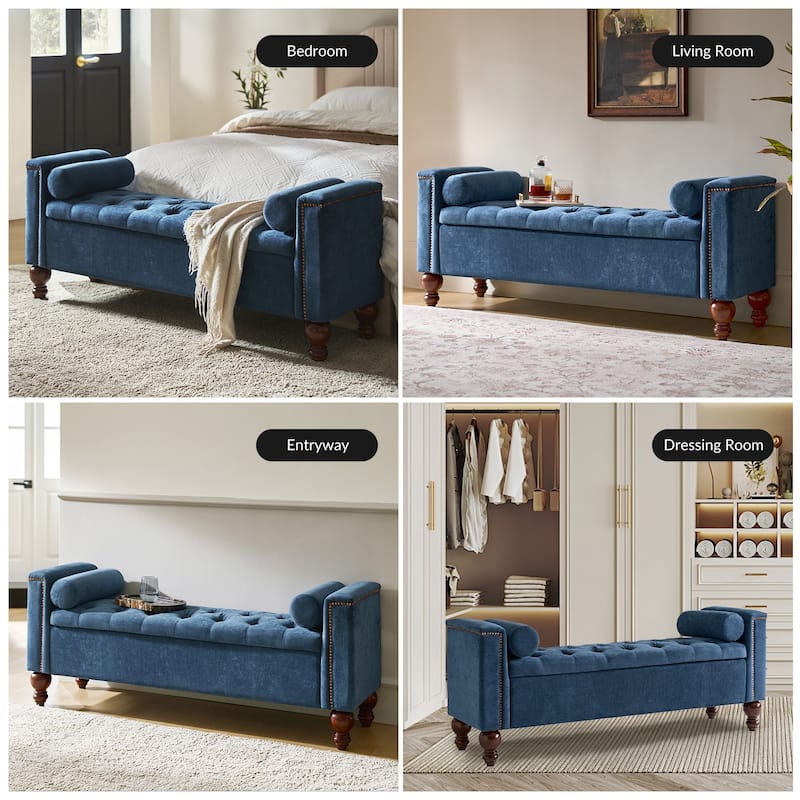 Poncio Storage solid wood legs Bench by HULALA HOME