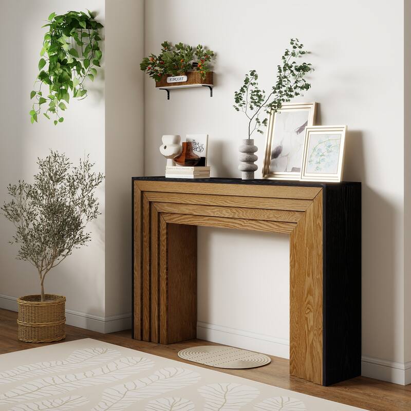 Two-Tone Wood Console Table, 47 Inch Modern Entryway Console Table, Rustic Hallway Accent Table for Living Room, Entrance