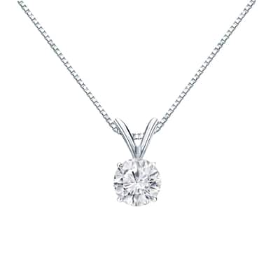 Auriya 14k Gold 1/2ctw Round Solitaire Diamond Necklace (H-I, VS1-VS2)