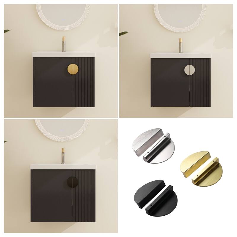 Malwee 24"/28" Floating Bathroom Vanity, Wall Mounted Bathroom Vanity with Ceramic Sink and Soft Close Door