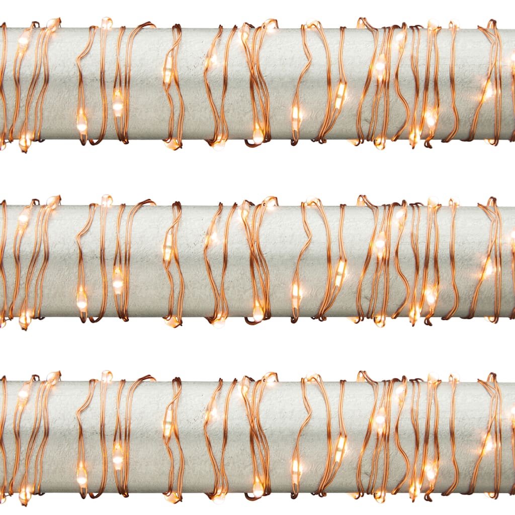 Set of 3 10 ft Battery Operated Warm White Light String on Copper Wire