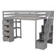 preview thumbnail 5 of 12, Twin size Loft Bed with Shelves, Drawers and Stairs, Grey