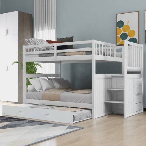 Nestfair Full over Full Bunk Bed with Twin Size Trundle