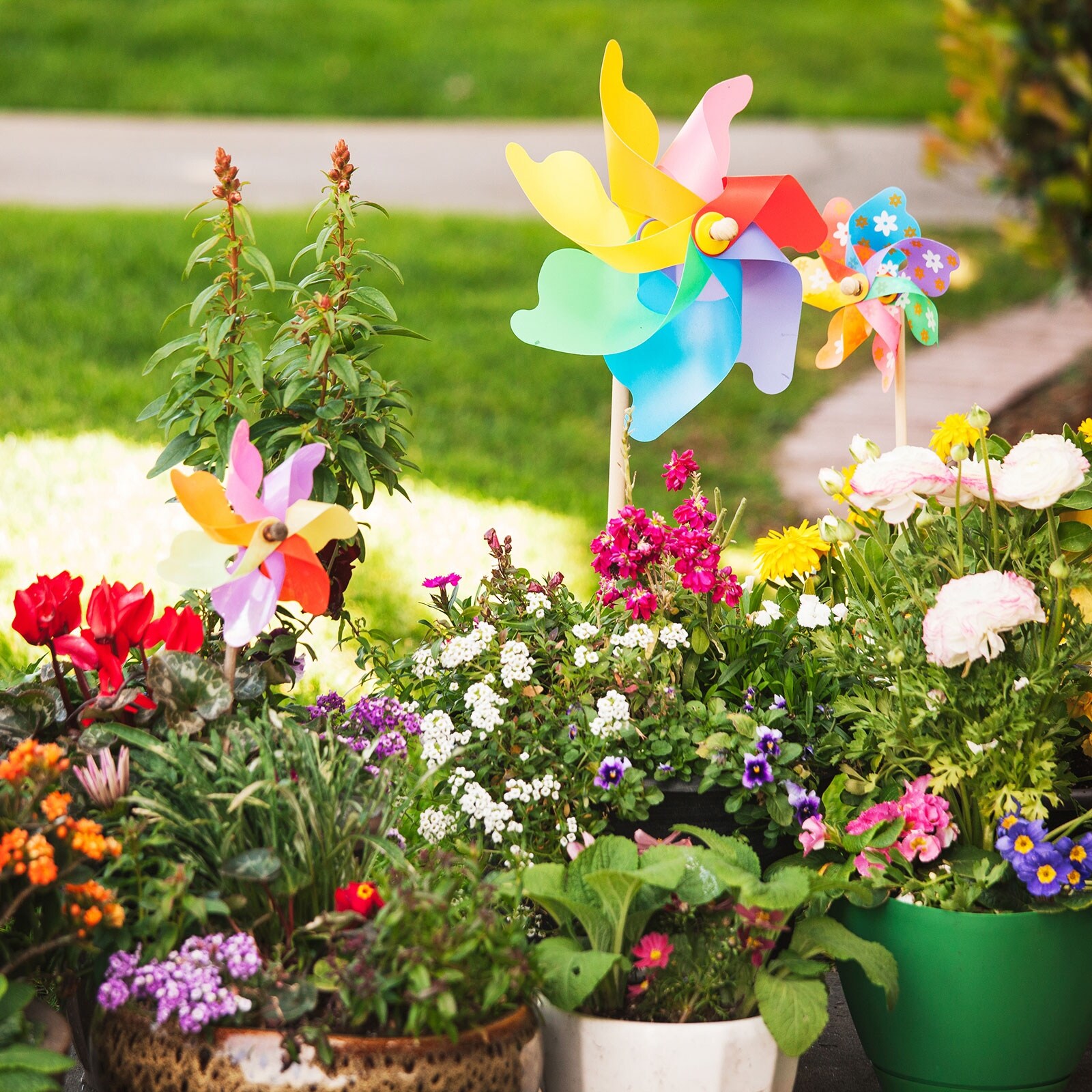 15.4 Inch Rainbow Pinwheels Plastic Windmill for Party Colorful