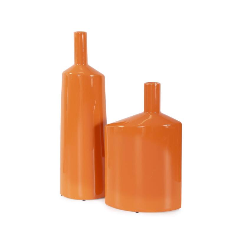 Allan Andrews Contemporary Glossy Orange Ceramic Vase