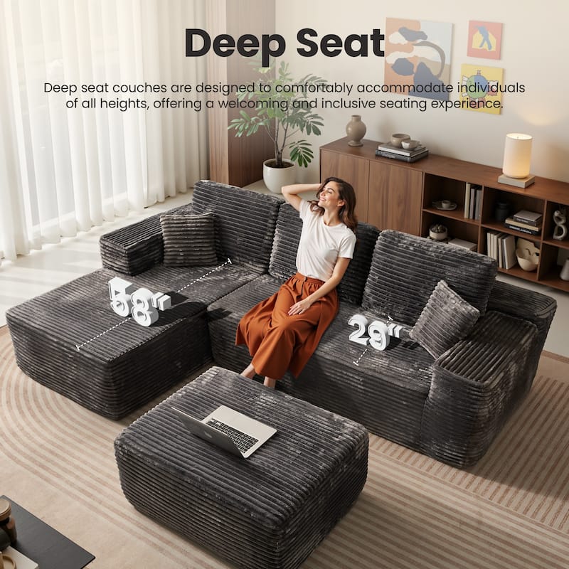 ​​OVIOS Lazy Chaise Lounge Sofa with Ottoman​