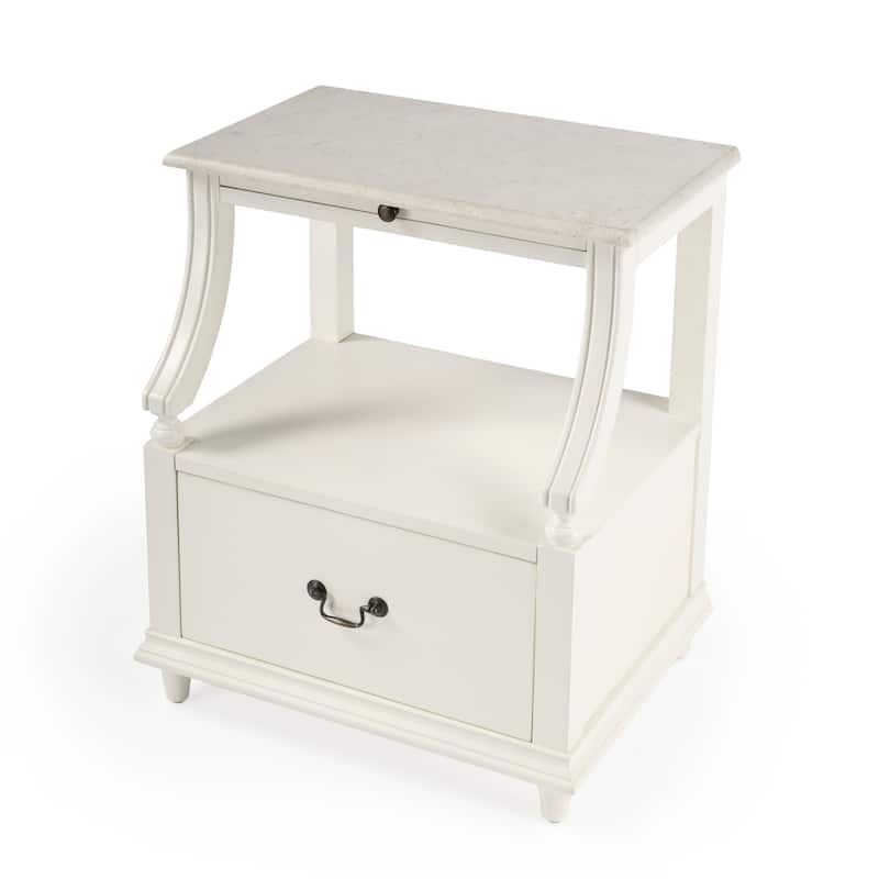 Mabel Genuine Marble and Wood 1-Drawer Nightstand