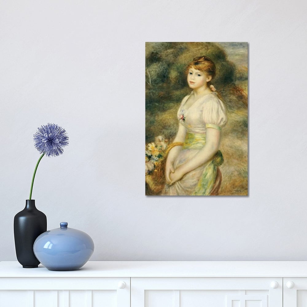 iCanvas "Young Girl with a Basket of Flowers " by Pierre-Auguste Renoir Canvas Print
