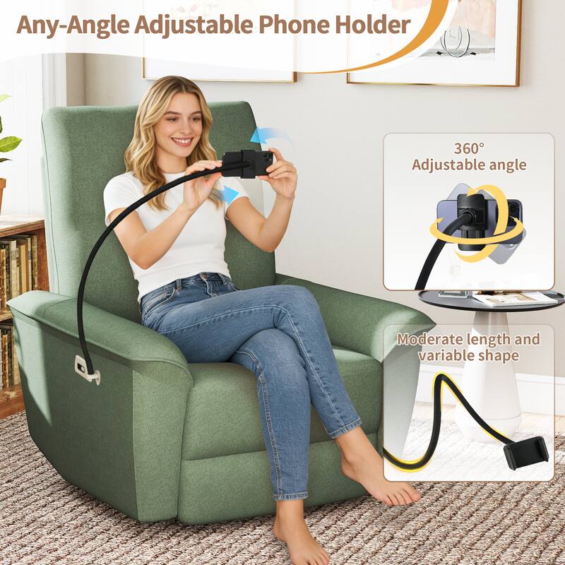 270°Power Swivel Rocker Recliner Chair w/Phone Holder, Electric Glider Reclining Sofa with USB Ports, Power Swivel Glider