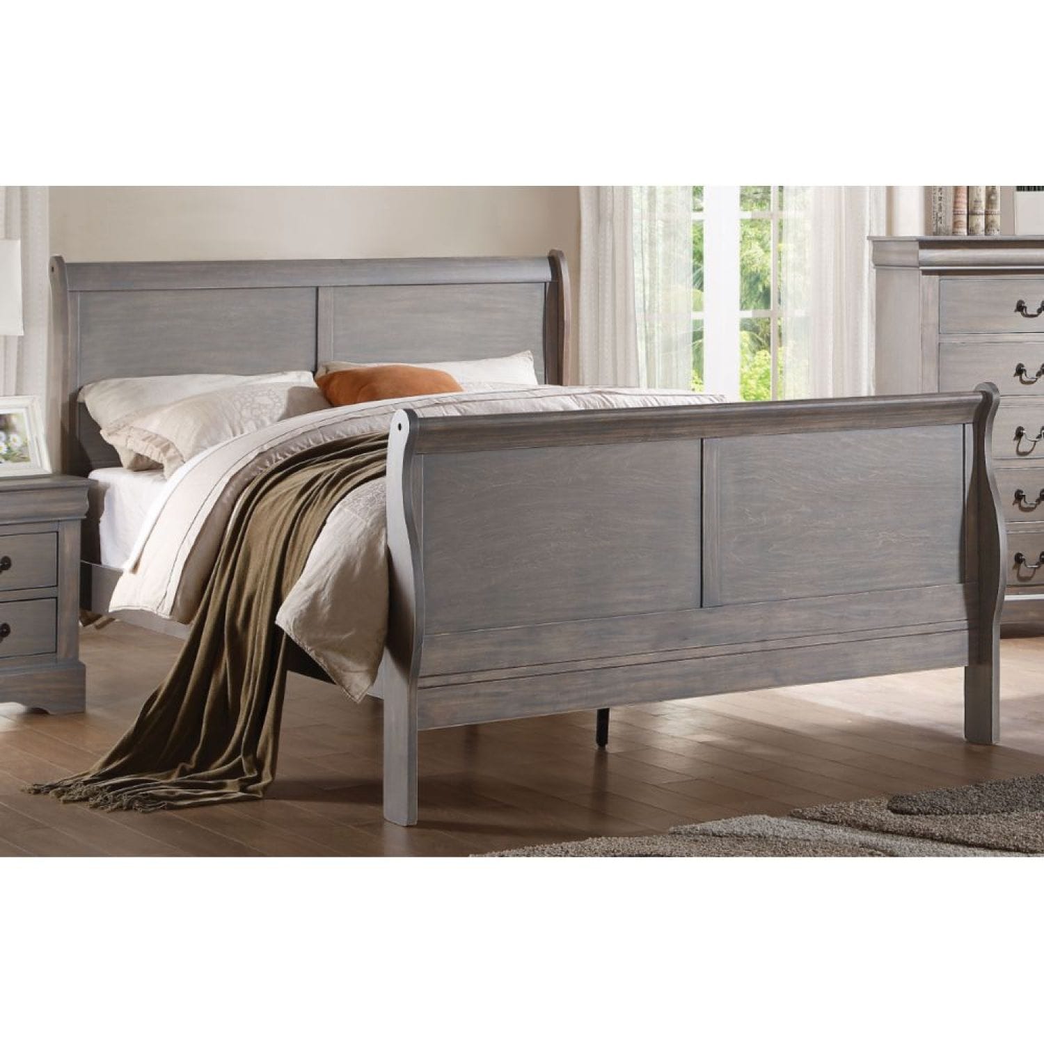Louis Philippe Antique Gray Full Bed