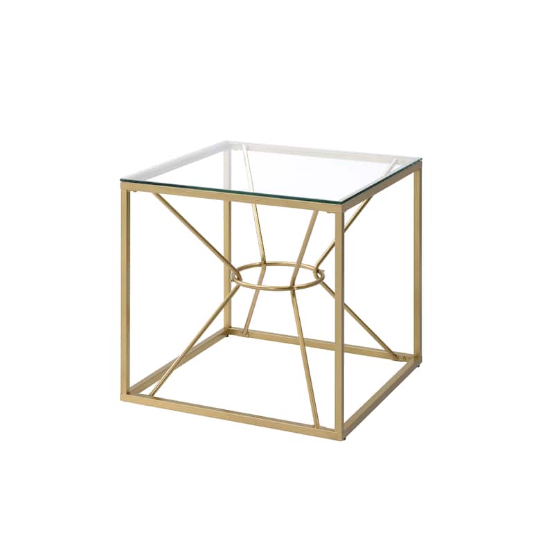 Taylan Glam Gold Coated 23-inch Steel and Glass Side Table by Furniture of America