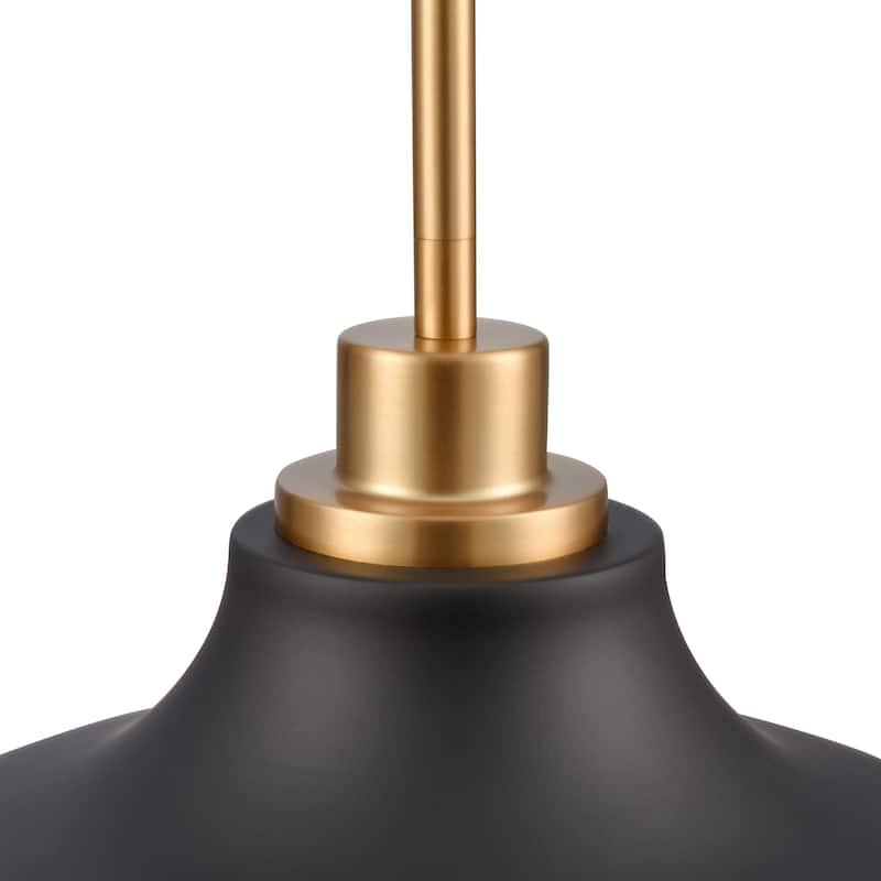 Elk Home Grenville Brushed Gold With Black Metal Shade 1 Light Pendant