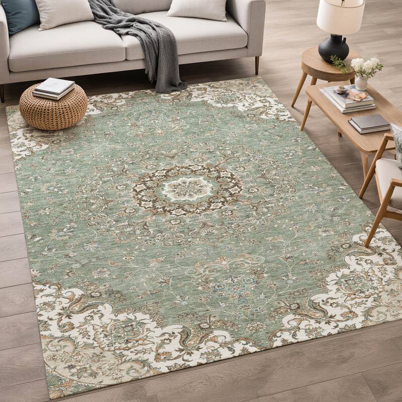 Machine Washable Indoor/ Outdoor Traditional Niko Chantille Rug