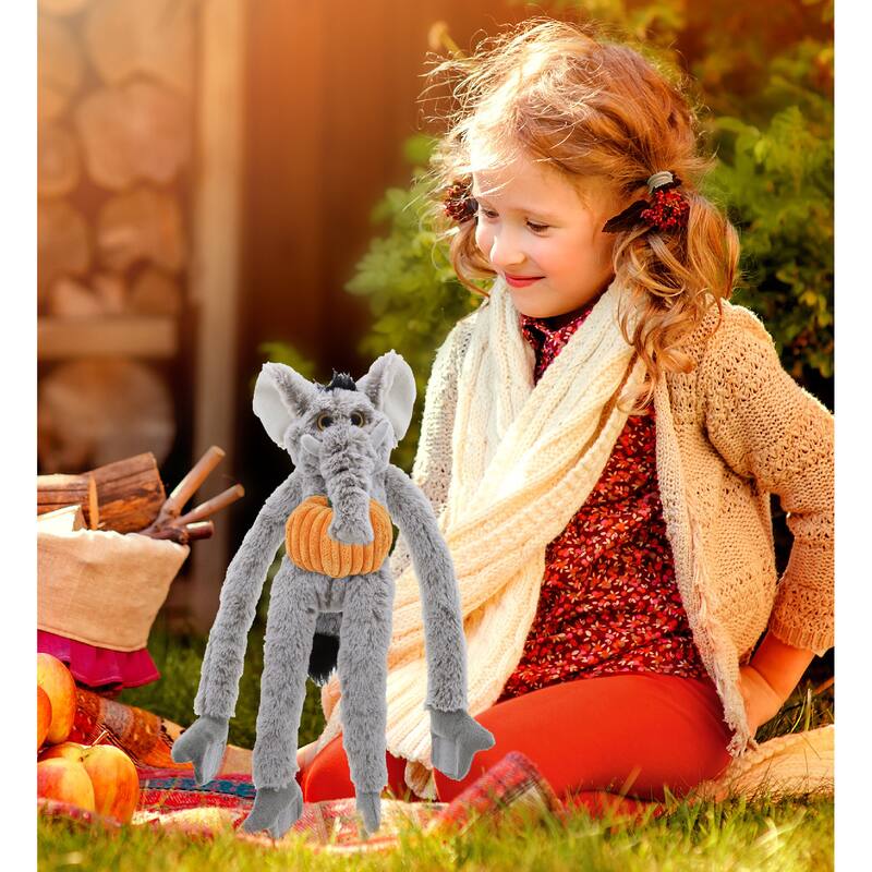 DolliBu Super Soft Long Arms Elephant Stuffed Animal w/ Pumpkin Decor - 21 inches