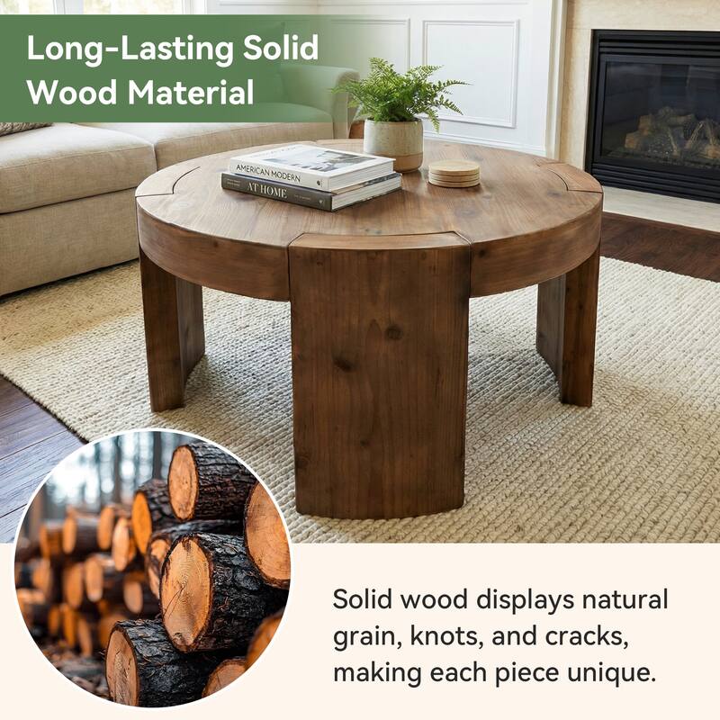31.5-Inch Solid Wood Round Coffee Table