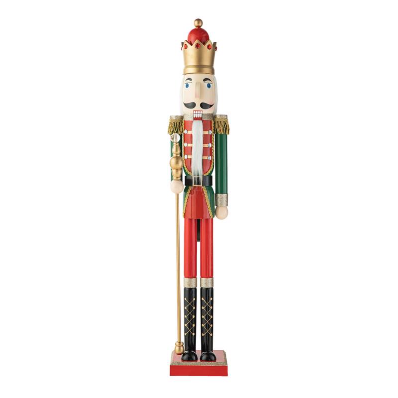 Glitzhome 42"H Large Size Christmas Wooden King & Soldier Nutcracker Set Xmas Figurine Decor for Indoor Outdoor
