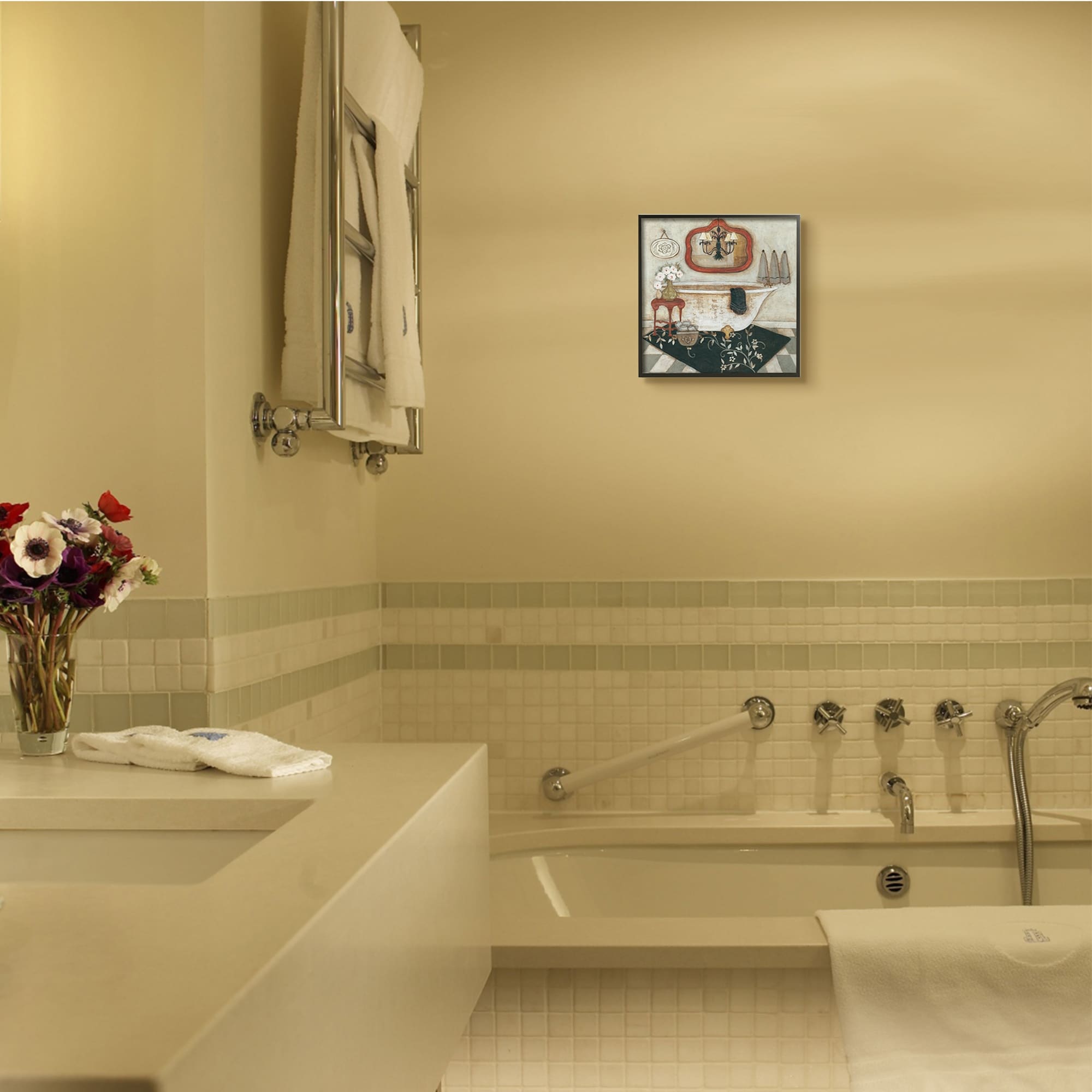 Shop Stupell Industries Bathroom Interior Soft Vintage Home Charm Framed Wall Art 12 X 12 Overstock 32551105