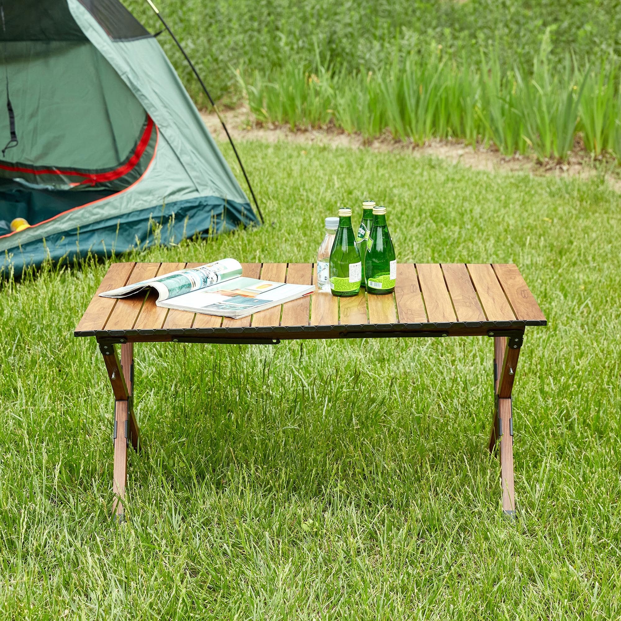 Lightweight Folding Outdoor Table - Aluminum Roll-up Rectangular Table ...