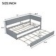 preview thumbnail 7 of 13, Twin Wood Daybed with Trundle, Guardrail, Grey, Vintage Style, No Box Spring Needed