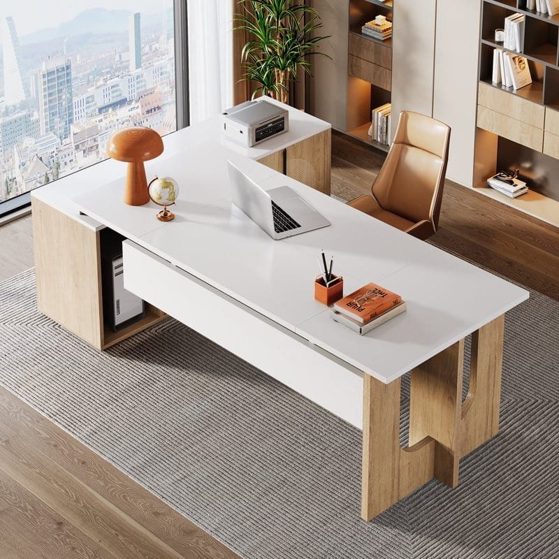 74.8" Executive Desk, Large Office Desk L Shaped Computer Desk