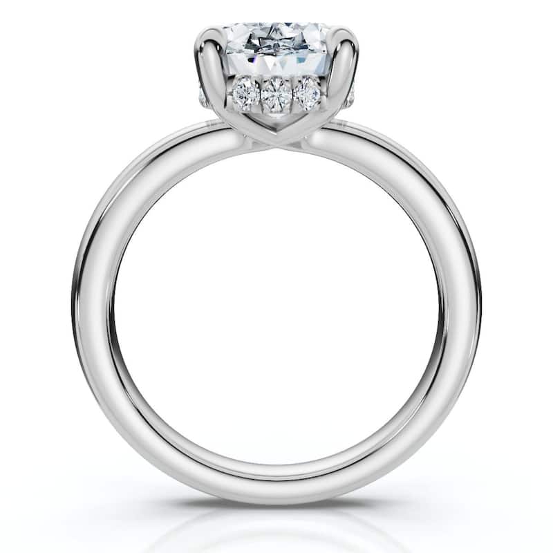 Bliss Diamond Certified 4.10Ct Oval Diamond Side Halo Engagement Ring Gold Lab Grown