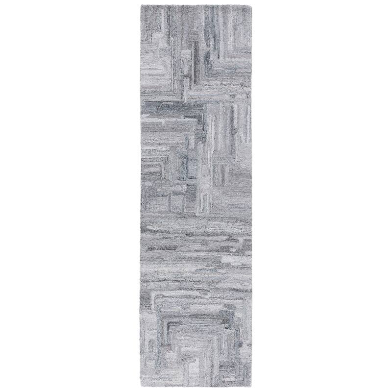 SAFAVIEH Handmade Abstract Nikolitsa Contemporary Rug - 2'3" x 8' Runner - Grey