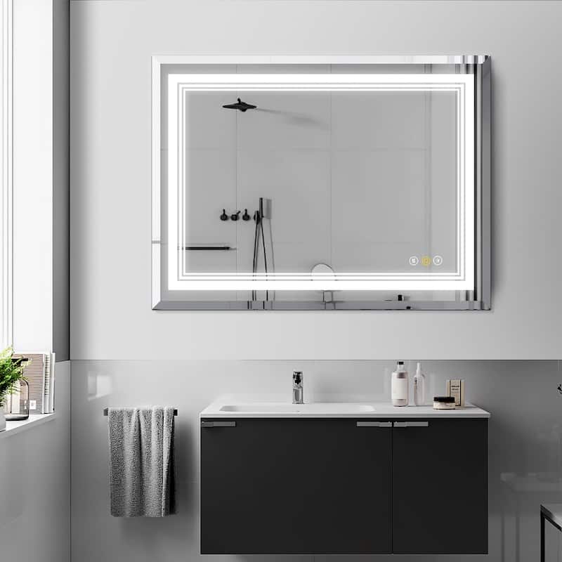 36 in. W x 30 in. H Anti-fog LED Wall Bathroom Vanity Mirror with Backlit and Front Lighting