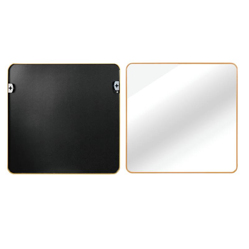 GDFStudio - Willow Luxury Modern Large Square Metal Bathroom Vanity Wall Mirror with Strong Geometric Balance