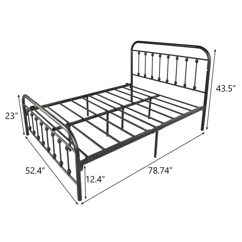 Vintage Victorian Style Metal Platform Bed Frame