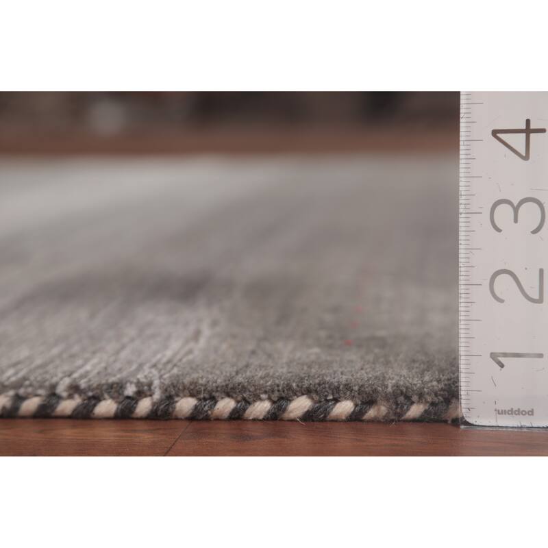 Striped Gabbeh Indian Area Rug Handmade Grey Tribal Wool Carpet - 5'6"x 7'6"