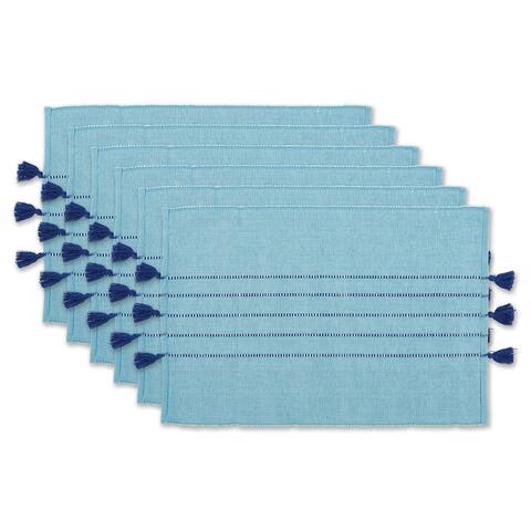 Set of 6 Blue Decorative Placemats, 19"