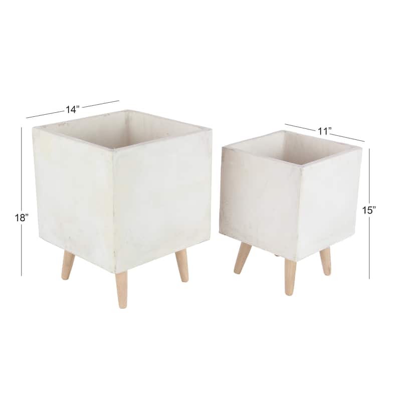 White Light Grey or Grey Fiber Clay Boho Modern Planter Pot (Set of 2) - S/2 15", 18"H