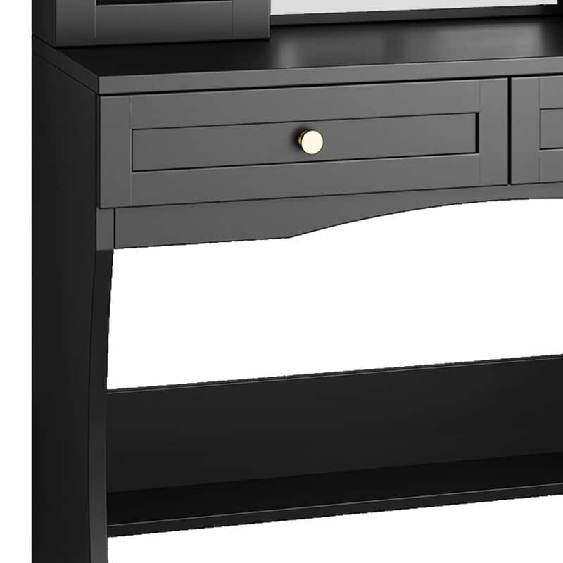 Moasis 35.5-inch Makeup Vanity Desk with Arc-Shaped Mirror and Power Outlets