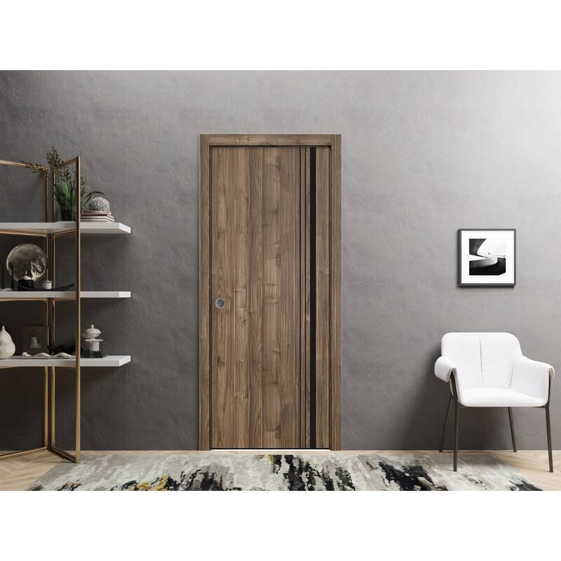 Slab Barn Door Panel 18 x 80 Planum 0011 Walnut with Sturdy Finished