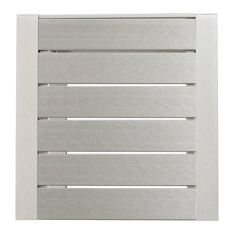 Roomfitters Modern Outdoor Side Table with Slatted Aluminium Frame, Weather-Resistant Accent Table for Patio