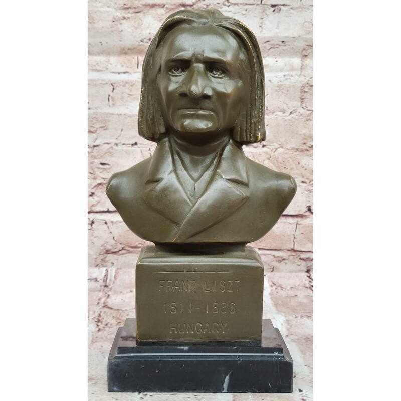 Franz Liszt Bronze Bust – Hungarian Composer Statue On Marble Base
