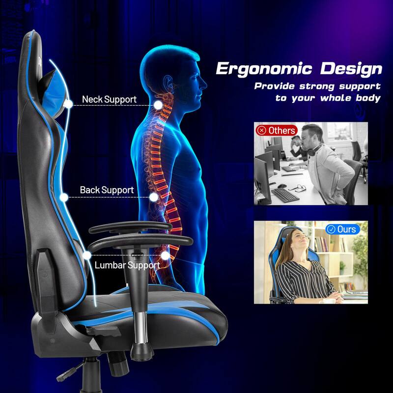 Gymax Gaming Chair Adjustable Swivel Racing Style Computer Office - See Details
