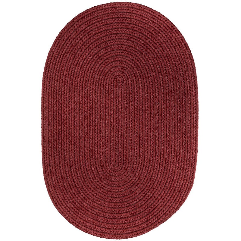 Rhody Rug Madeira Indoor/ Outdoor Braided Rounded Area Rug - Colonial Red - 8' x 11' Oval