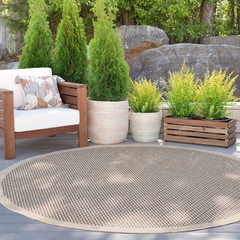 Dennis Coastal Windowpane Indoor/Outdoor Area Rug