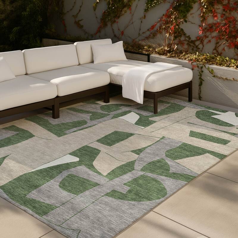 Machine Washable Indoor/ Outdoor Modern Crestone Chantille Rug