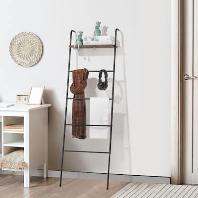 5 Layer Wall-Leaning Blanket Ladder with Shelf - 1PCS