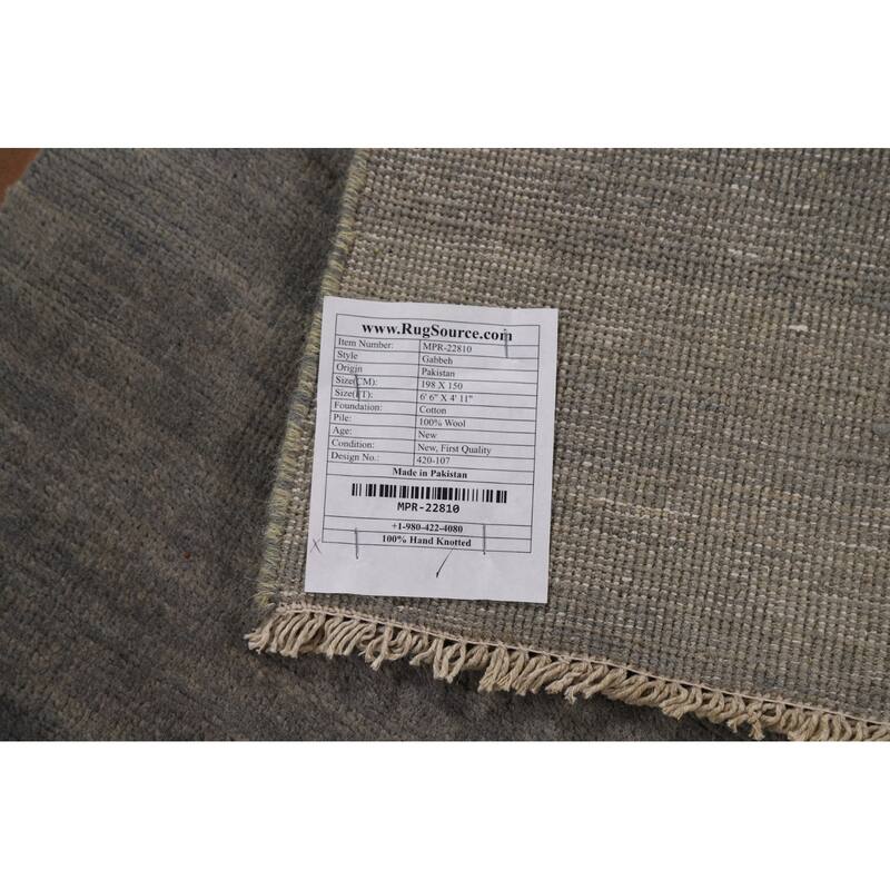 Modern Gray Gabbeh Oriental Rug Handmade Contemporary Wool Carpet - 4'11" x 6'6"