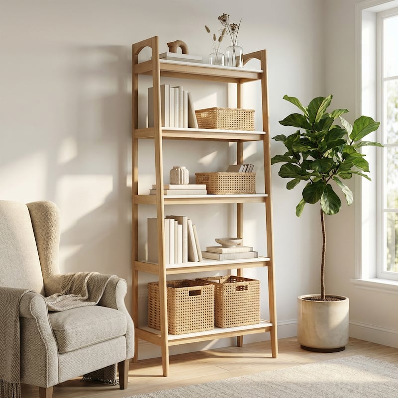 Madison Park Avalon Shelf/ Bookcase - Off-White/Natural